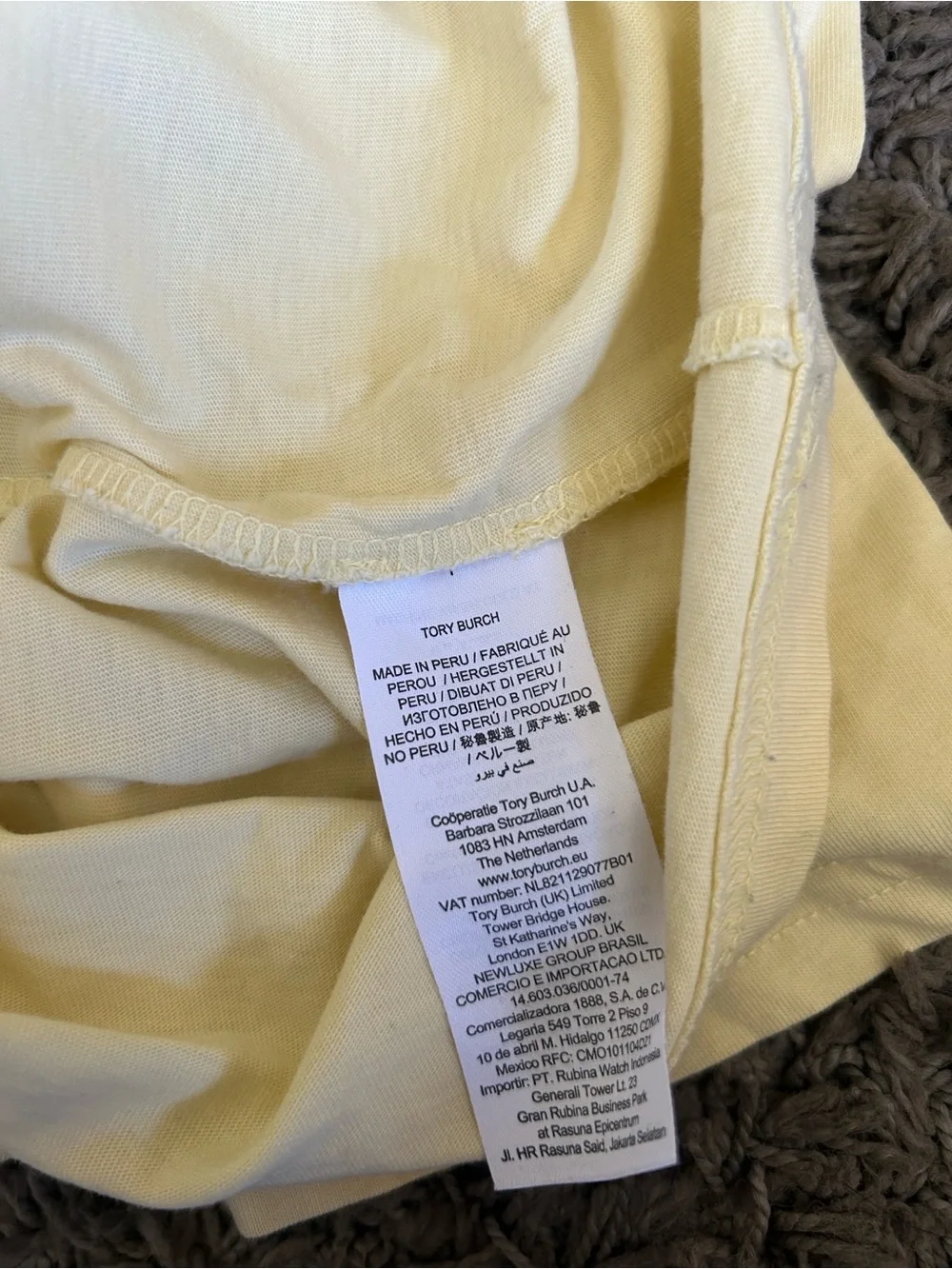 Tory Burch Cream/Yellow Short-Sleeve Tee with Peach Graphic Large